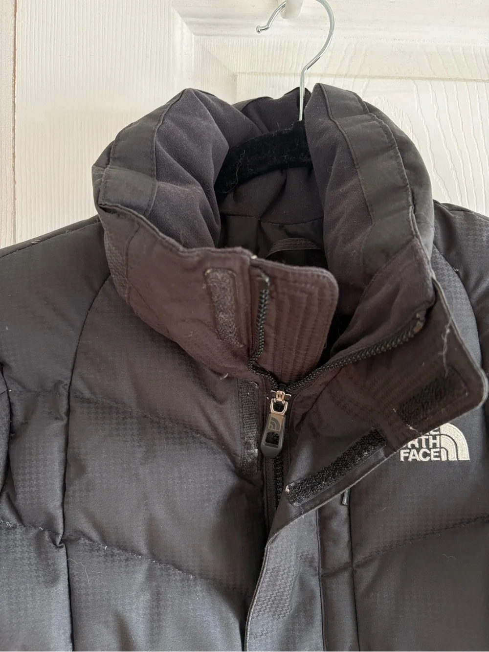 The North Face Logo Quilted Goose Down Full Zip Jacket Warm Womens‎ S Black 550